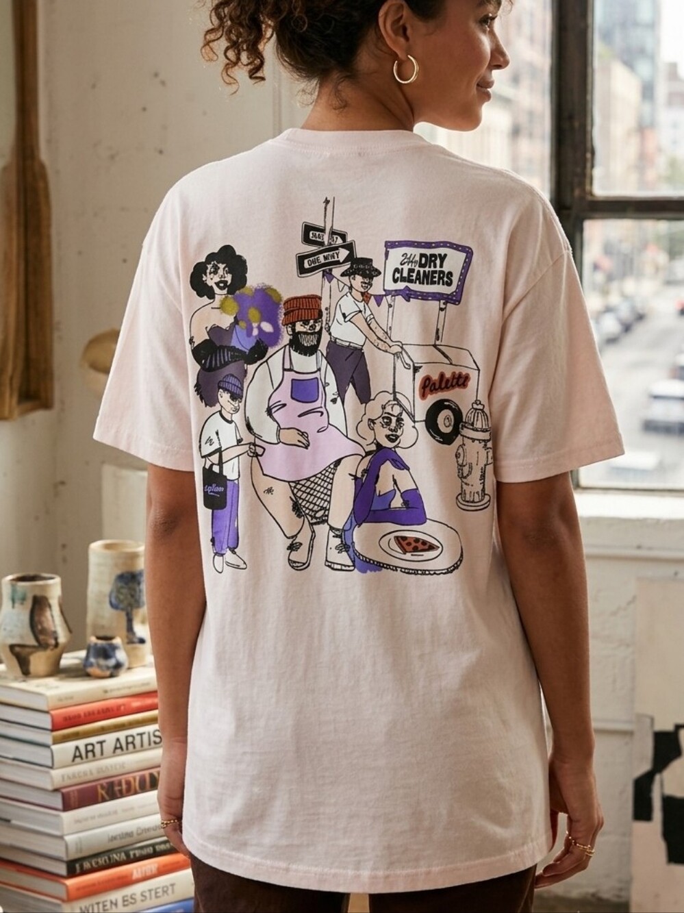 The Price Drop Drop Graphic Pocket T-Shirt Pink Light Purple XL Streetwear Graph